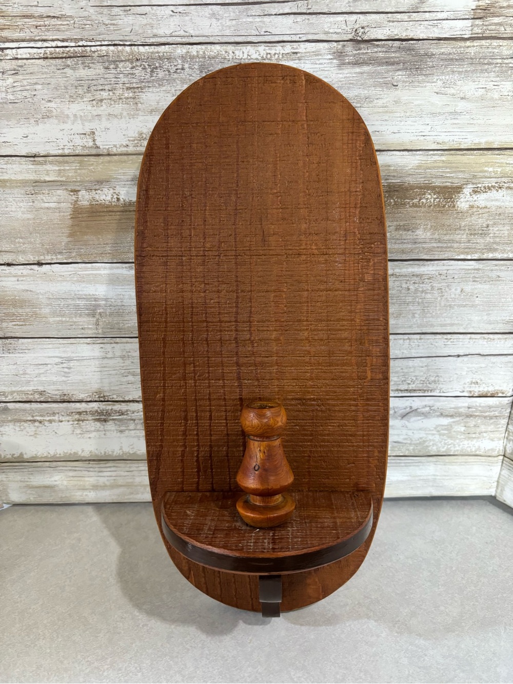 Wood wall hanging taper candle holder